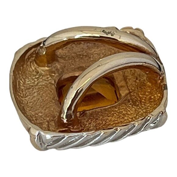 Vintage Slide Pendant Silver and Gold Tone Glass Faceted Stone 13U - Picture 5 of 5